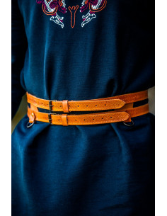 Viking dubbele riem in lichtbruin leer
