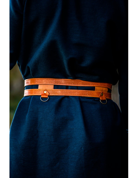 Viking dubbele riem in lichtbruin leer