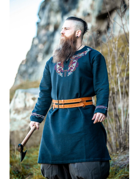 Viking dubbele riem in lichtbruin leer