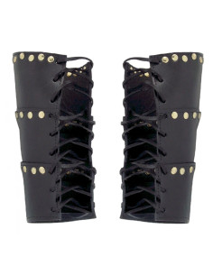 Brazaletes cuero con remaches modelo Arn, negro 2