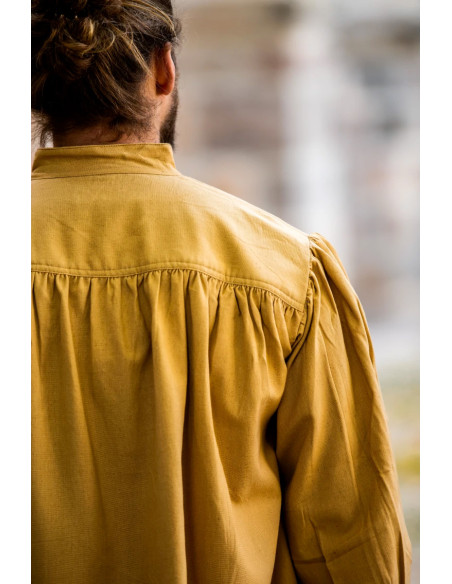 Camisa medieval cuello alto cordones,...