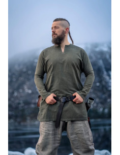 Viking linnen tuniek Ragnar model, kleur groen