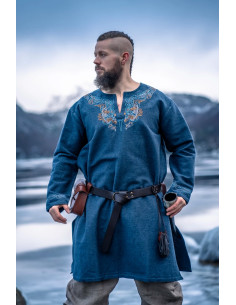 Túnica vikinga Snorri con bordado a mano estilo Urnes,...