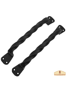 Set 2 Tiradores de puerta medieval trenzados en forja
