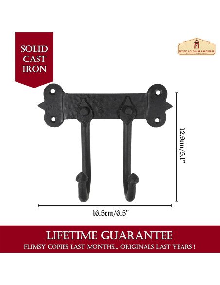 Støtte med 2 smedejerns vægkroge til...