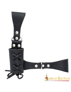 Tahalí medieval cuero negro para mano izquierda 2