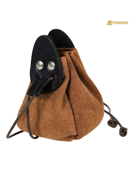 Bolsita medieval cuero marrón y negro...