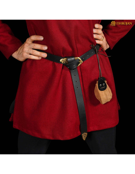 Bolsita medieval cuero marrón y negro...