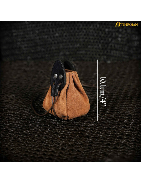 Bolsita medieval cuero marrón y negro...