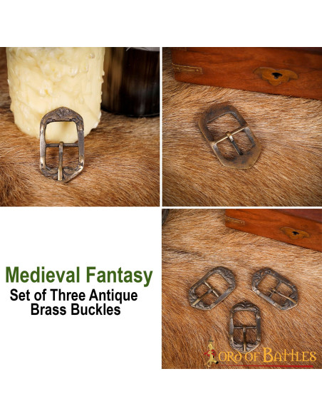 Set de 3 hebillas medievales en latón...