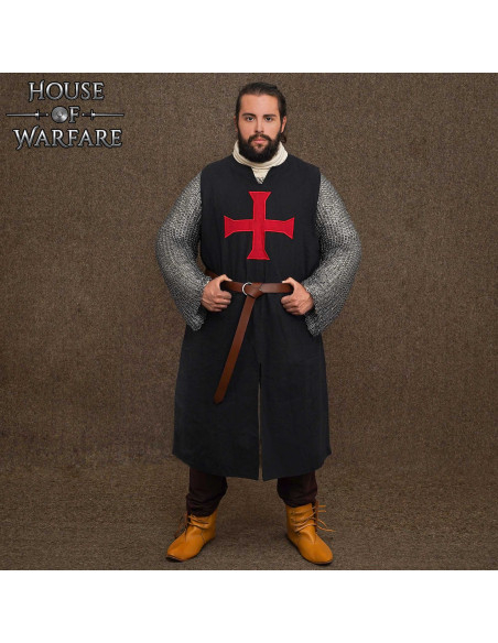 Tabardo medieval cruzados, color negro