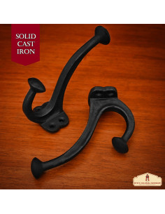 Set mit 2 Wandhaken aus Gusseisen, geschwärzte Oberfläche 2