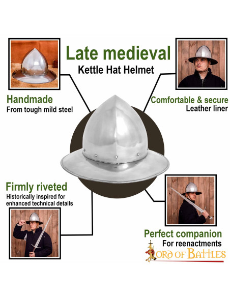 Casco medieval Kettle en acero,...