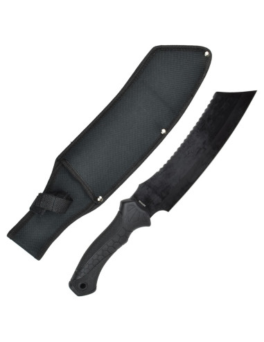 Cuchillo marca SCK contrafilo dentado, con funda (39 cm.)