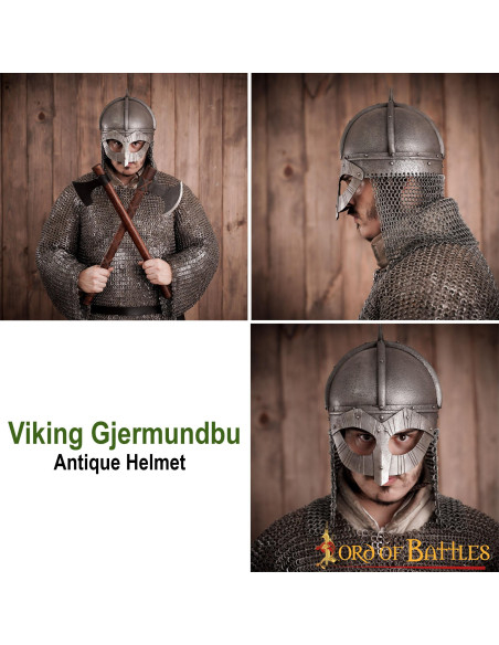 Viking stålhjelm med læderfor, model...