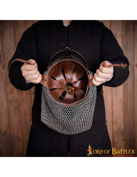 Wikinger-Stahlhelm mit Lederfutter,...