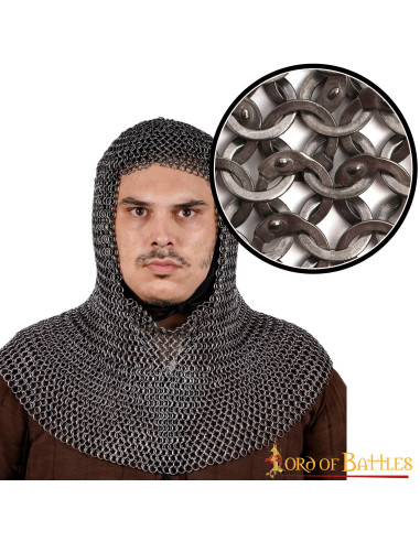 Kettenhemd-Henker aus Stahl, flache und genietete Ringe (9 mm).