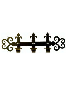 Percha medieval en forja con 3 ganchos (60x18 cms.) -...