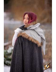 Capucha medieval Fimbul en lana - Gris 2