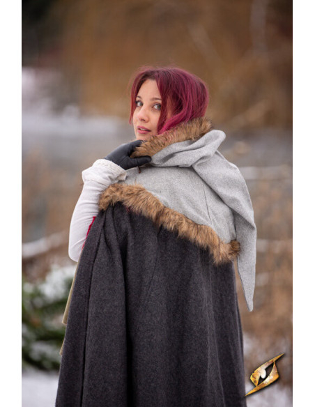 Middelalderlig Fimbul hætte i uld - Grå