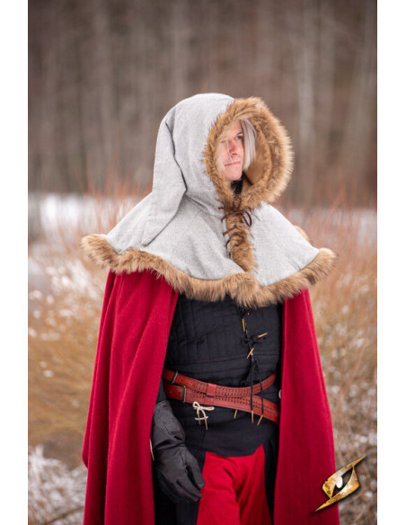 Middeleeuwse Fimbul-kap van wol - Grijs