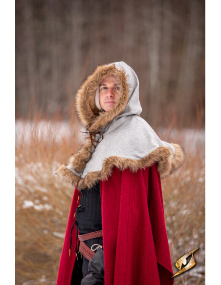 Middeleeuwse Fimbul-kap van wol - Grijs