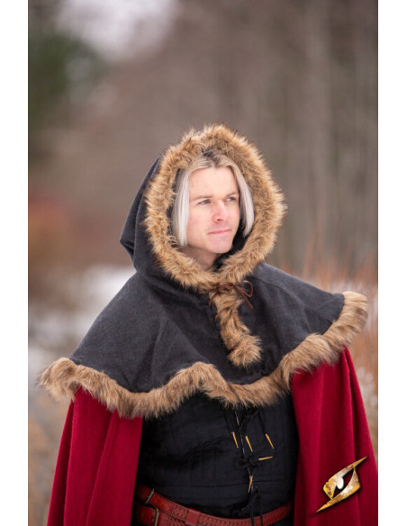 Middeleeuwse Fimbul-kap van wol - Zwart