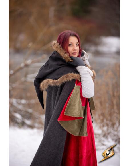 Middeleeuwse Fimbul-kap van wol - Zwart