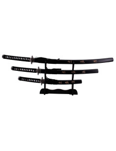 Set de 3 katanas Último Samurai, con stand
