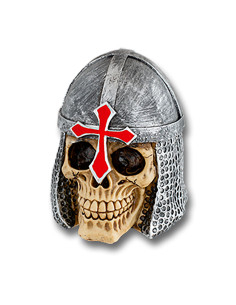 Guerrero medieval calavera con cruz cristiana (10 cm.)