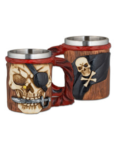 Taza calavera pirata ornamentada (11,5 cm.)