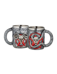 Taza medieval cráneo carnero gótico demoníaco (11 cm.)