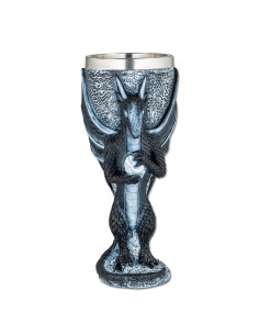 Copa medieval dragón blanco-negro (18,5 cm.)