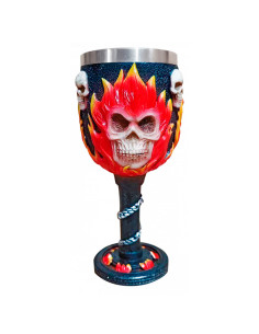 Copa Gótica calavera en llamas (18,5 cm.)