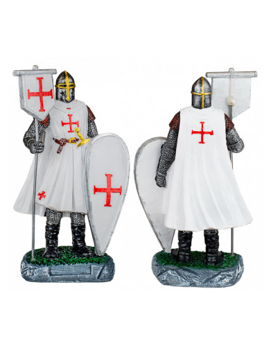 Templerritter-Miniatur mit Banner und Schild (8 cm).