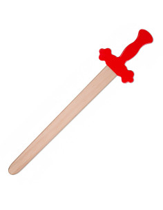 Espada de madera con mango rojo para niños (53,50 cm.)