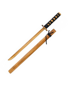 Træ katana, naturlig farve, til børn (72 cm.)