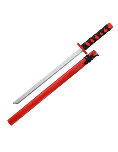 Træ katana, rød farve, til børn (72 cm.)