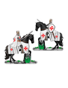 Templerritter zu Pferd mit Schwert (8 cm)
