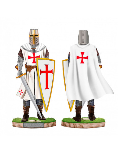 Templer-Ritter-Miniatur mit Helm, Schild und Schwert (30 cm).