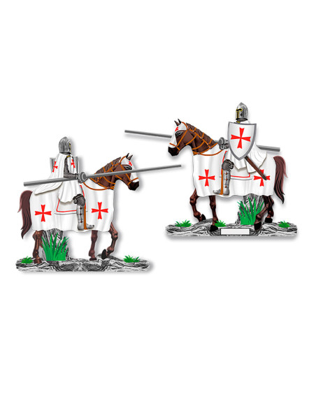 Templerritter zu Pferd mit Schild und...