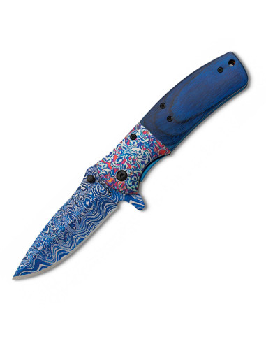 Albainox 3D blå Damaskus lommekniv