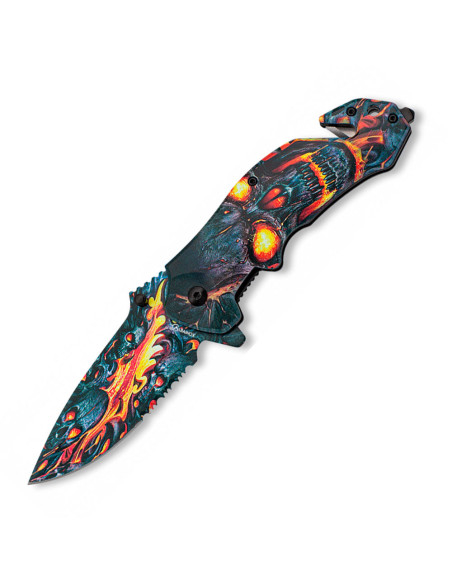 Abainox Skull on Flames Rescue Knife...