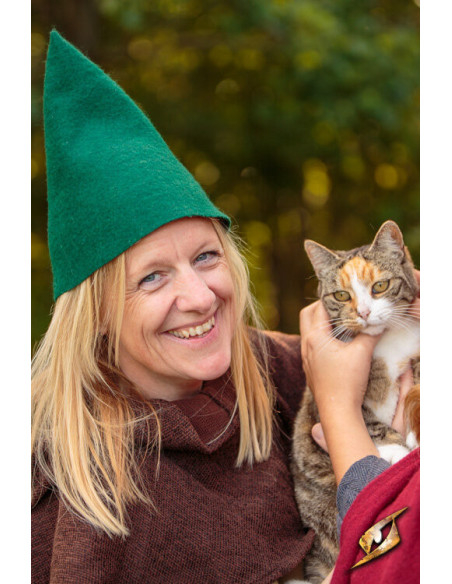 Fantasie kabouterhoed, groene wol