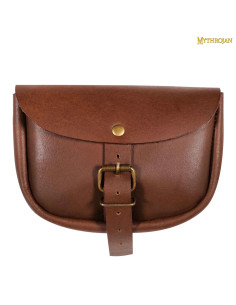 Schlichte mittelalterliche Tasche aus braunem Leder 2