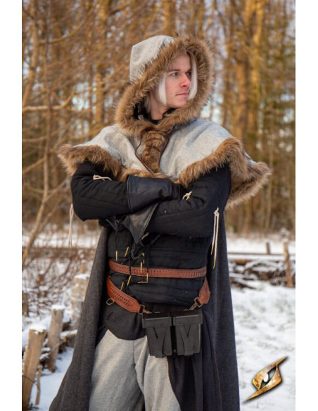 Middelalderlig sort bæltetaske i stiv...