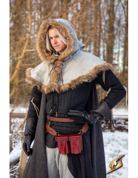 Middelalderlig rød bæltetaske i stiv...