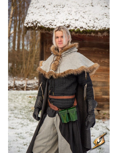 Middelalderlig rød bæltetaske i stiv...