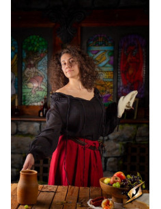 Camisa medieval modelo Crinkle, color negro