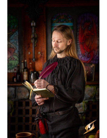 Crinkle middeleeuws overhemd, zwart